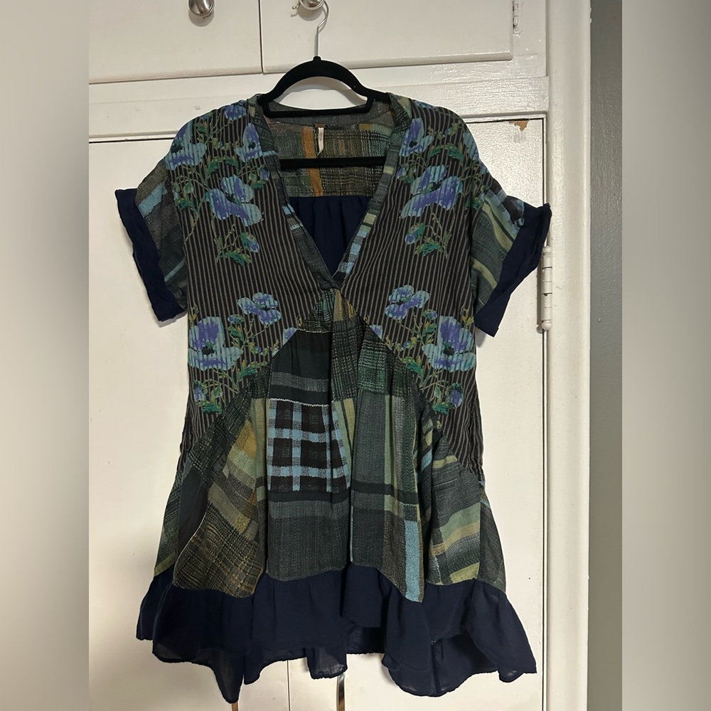 Forest Patchwork Boho Top | Free People Style | XS
